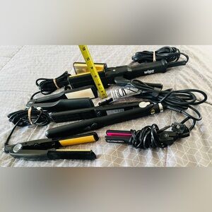Hairstyling Tools Lot Of 5 Flat Irons .5”, 1”, 1.5”, 1.75”, 2.5” Wide